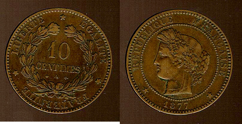 10 centimes Ceres 1877A gVF